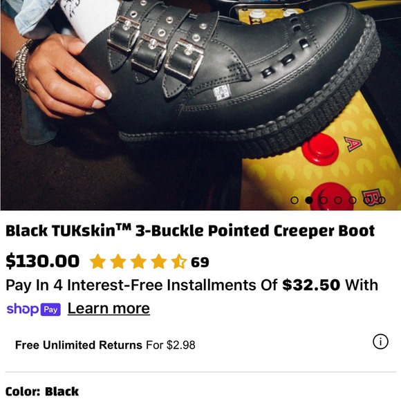 T.U.K Black Creeper Shoes with 3 buckle newer conditions unisex men’s 6/8womens - Picture 13 of 13